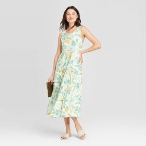 Women's Floral Print Sleeveless Tiered Dress - A New Day™ Green